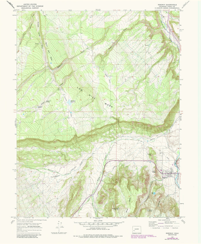 Old Map of Ridgway, Colorado by USGS, 1967 – Uncompahgre River & San Juan Mountains