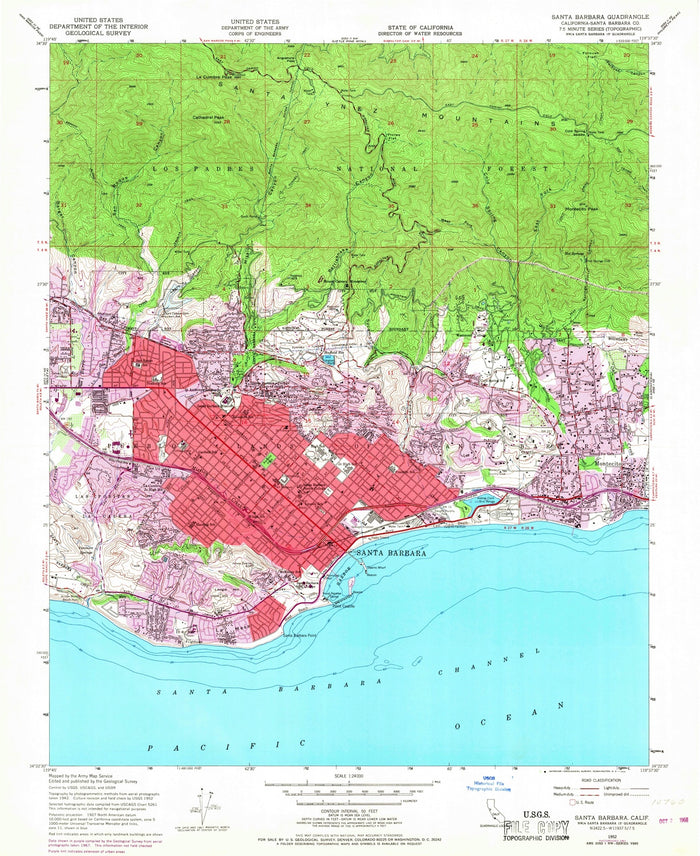 Old Map of Santa Barbara, California by USGS, 1952 – Montecito & Santa Barbara Channel