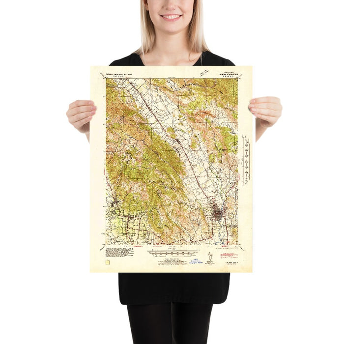 Old Map of Sonoma, California by USGS, 1942 – Napa, Yountville & Napa River