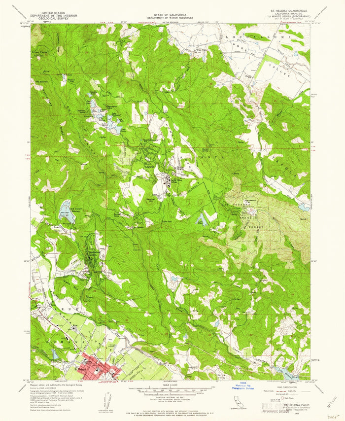 Old Map of St. Helena, California by USGS, 1960 – Napa Valley, Lake Hennessey & Howell Mountain