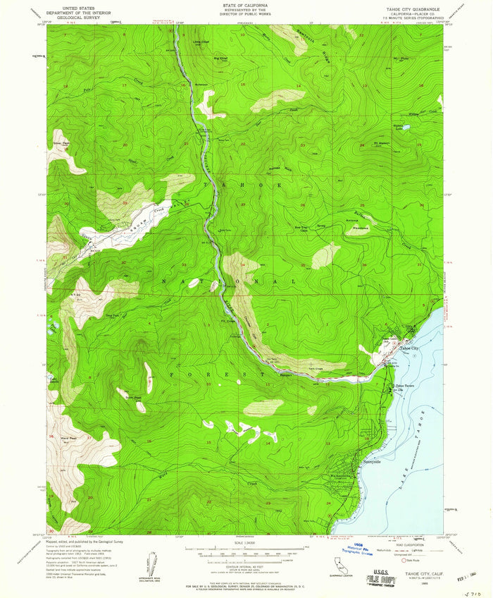 Old Map of Tahoe City, California by USGS, 1955 – Lake Tahoe & Truckee River