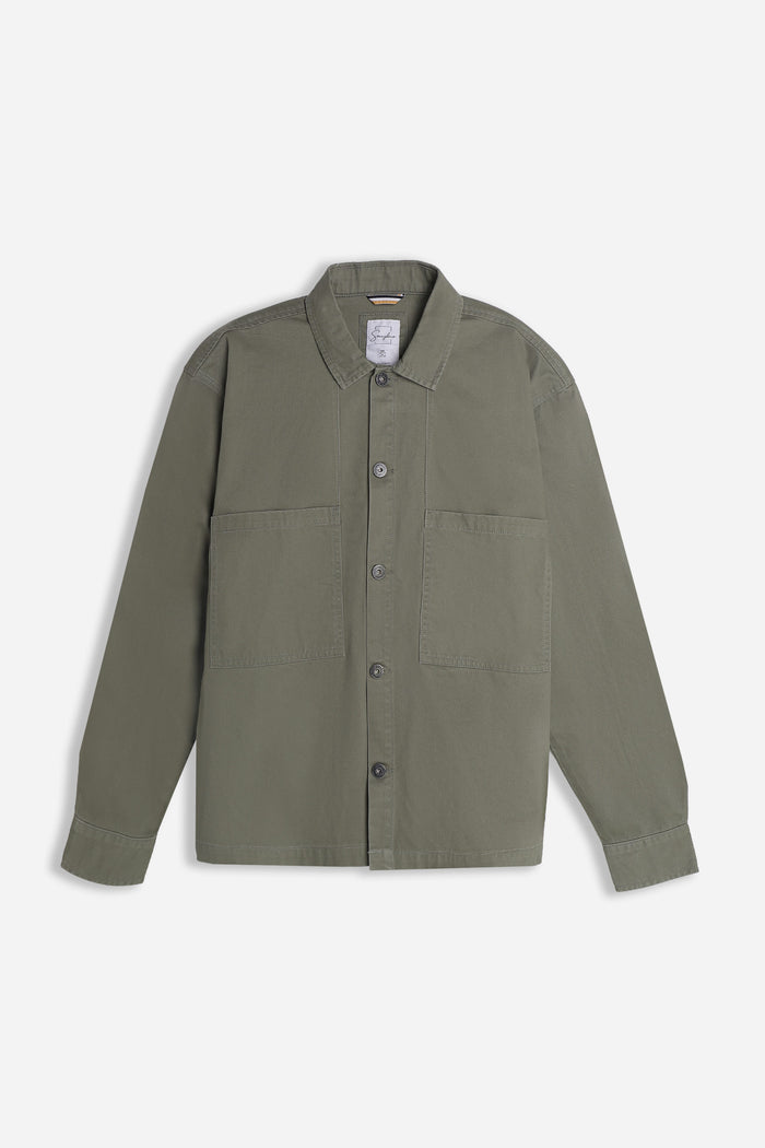 OVERSHIRT IN COTONE DOPPIA TASCA FRONTALE VERDE MILITARE