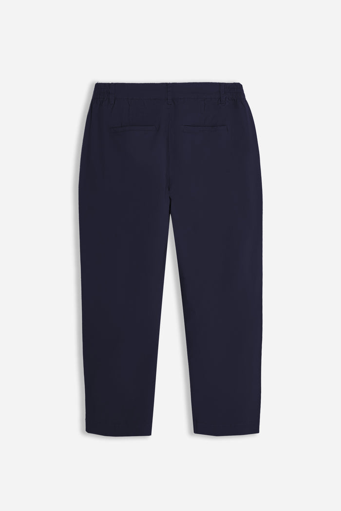 PANTALONE IN TWILL CON ELASTICO NEI FIANCHI BLEU