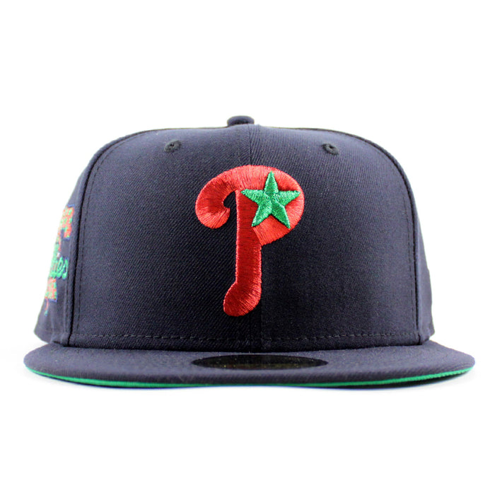 Philadelphia Phillies Liberty Bell Patch 59Fifty New Era Fitted Hat (Navy and Green Under Brim)