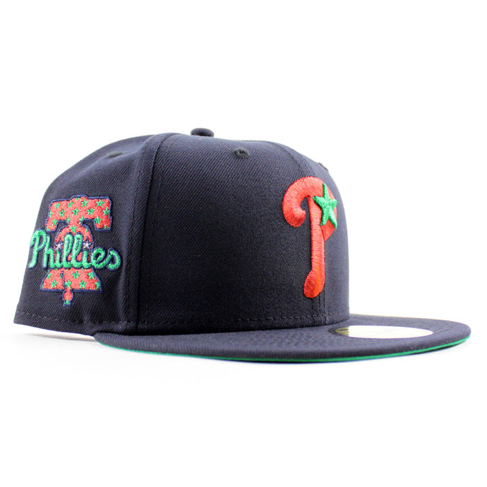 Philadelphia Phillies Liberty Bell Patch 59Fifty New Era Fitted Hat (Navy and Green Under Brim)