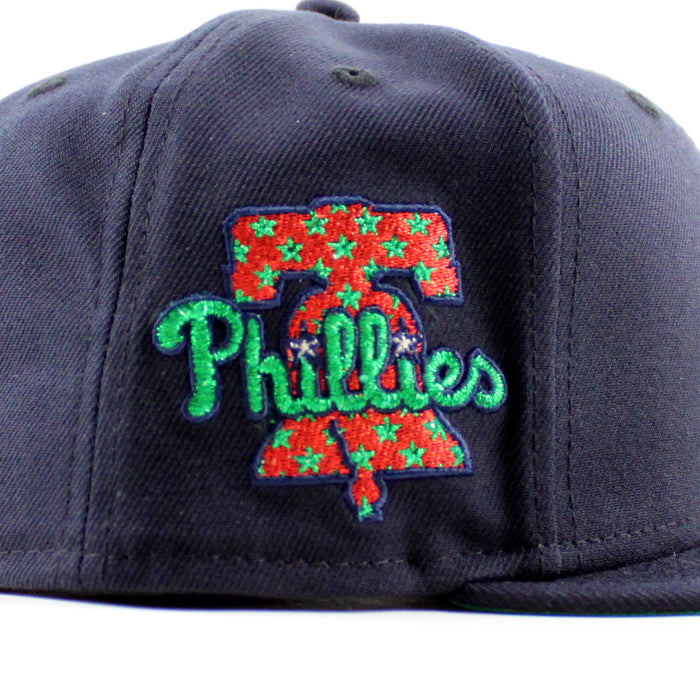 Philadelphia Phillies Liberty Bell Patch 59Fifty New Era Fitted Hat (Navy and Green Under Brim)