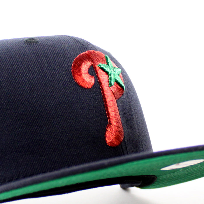 Philadelphia Phillies Liberty Bell Patch 59Fifty New Era Fitted Hat (Navy and Green Under Brim)