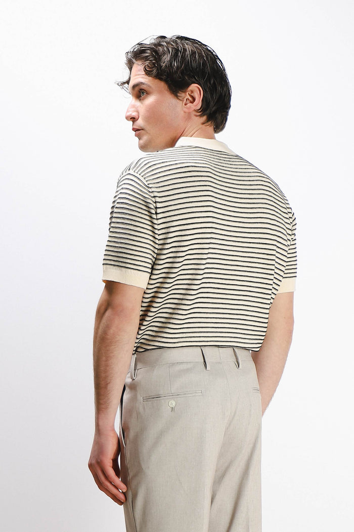 POLO IN MAGLINA FANTASIA IN RILIEVO CON ZIP F-BEIGE