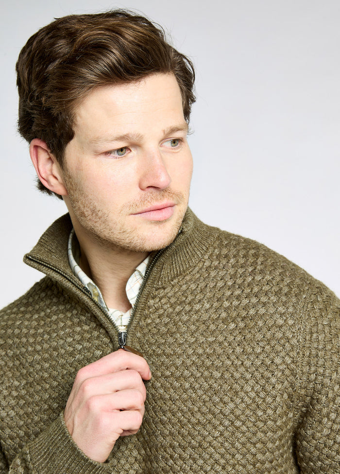 Power Men's Zip neck sweater - Dusky Green