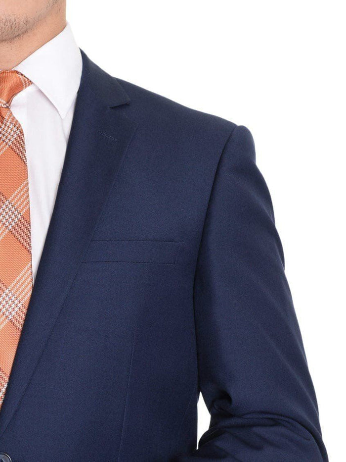 Raphael Classic Fit Solid Blue Two Button Wool Suit - The Suit Depot