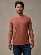 breathable copper v-neck tees, perfect for layering under flannels and jackets during autumn