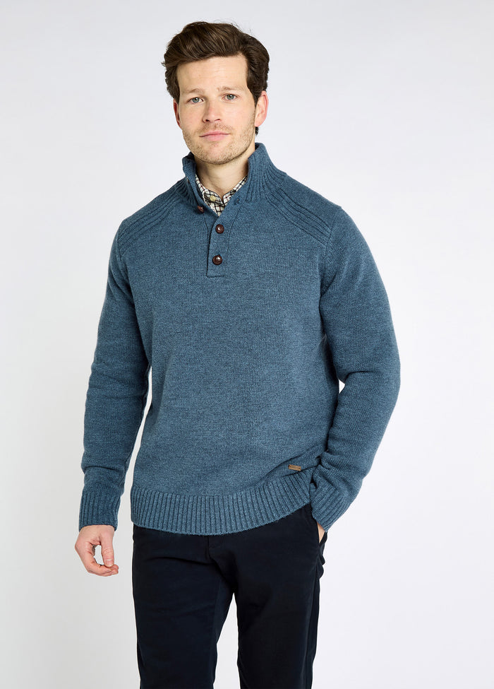 Shields Men’s button neck knit - Indigo
