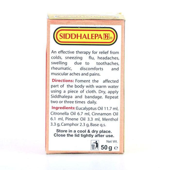 Siddhalepa herbal balm Information
