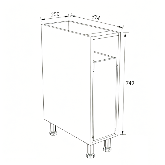Standing 3-Tier Spice Rack Cabinet 200mm/250mm