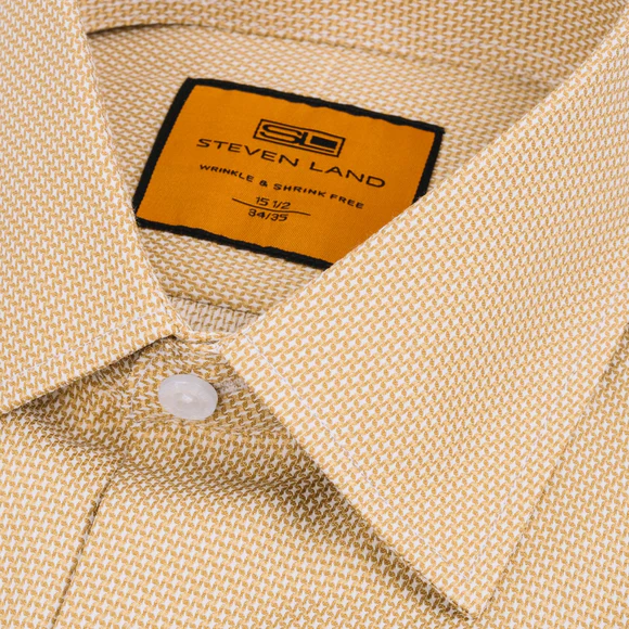Steven Land Mens Brown 100% Cotton French Cuff Spread Collar Dress Shirt