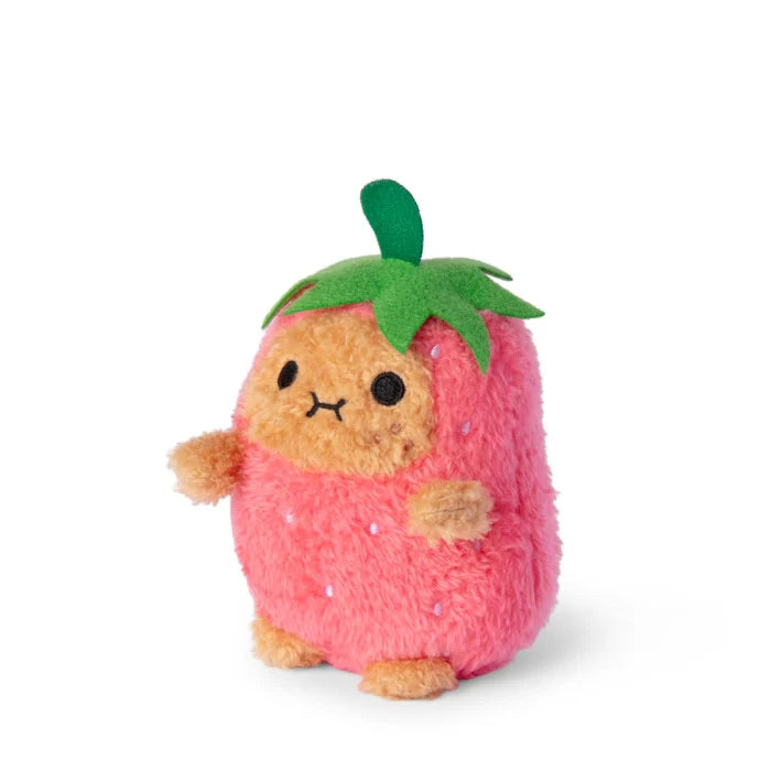Strawberry Ricespud Mini Sitting Plush Toy - Side Cut