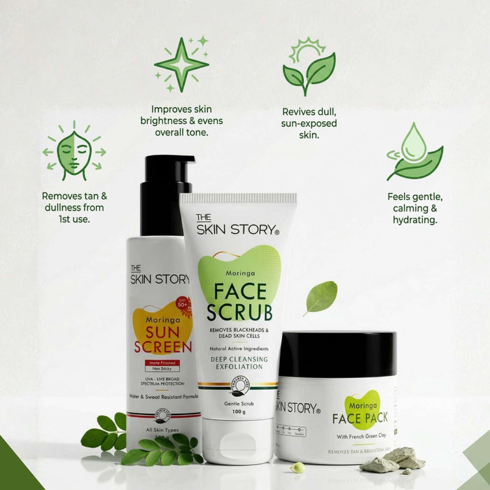 HolidayTan 3 Steps - Scrub+Face Pack+Sunscreen SPF50 - The Skin Story -