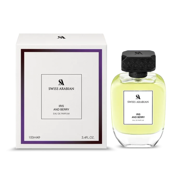 Swiss Arabian Iris and Berry Eau de Parfum For Women - 100 ML - box and bottle packaging