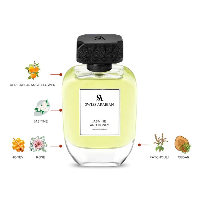 Swiss Arabian Jasmine And Honey Eau De Parfum For Women - 100 ML - box and bottle packaging