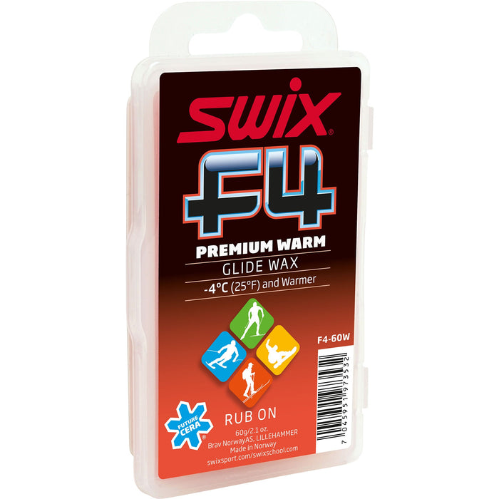 A product picture of the Swix F4 Warm Performance Wax (10C/-4C) | 60g
