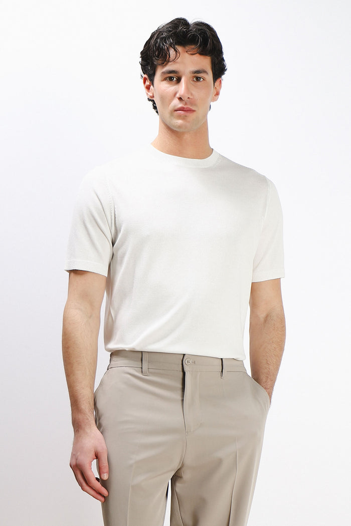 T-SHIRT GIRCOLLO IN MAGLINA BIANCO