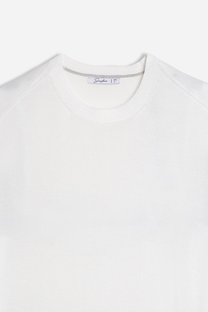 T-SHIRT GIRCOLLO IN MAGLINA BIANCO