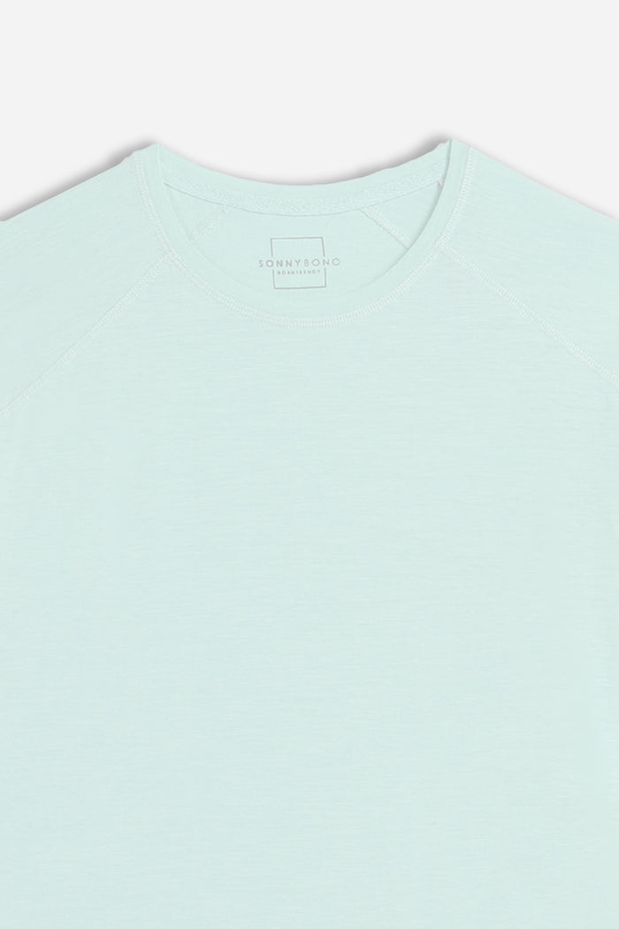 T-SHIRT GIROCOLLO BASIC SLUB CIELO