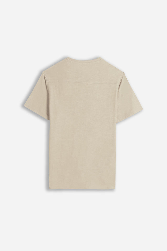 T-SHIRT SLUB  SERAFINO CON TASCHINO BEIGE CHIARO