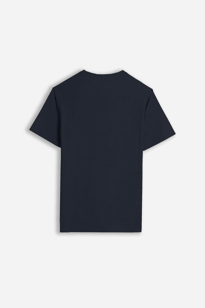 T-SHIRT SLUB  SERAFINO CON TASCHINO BLEU