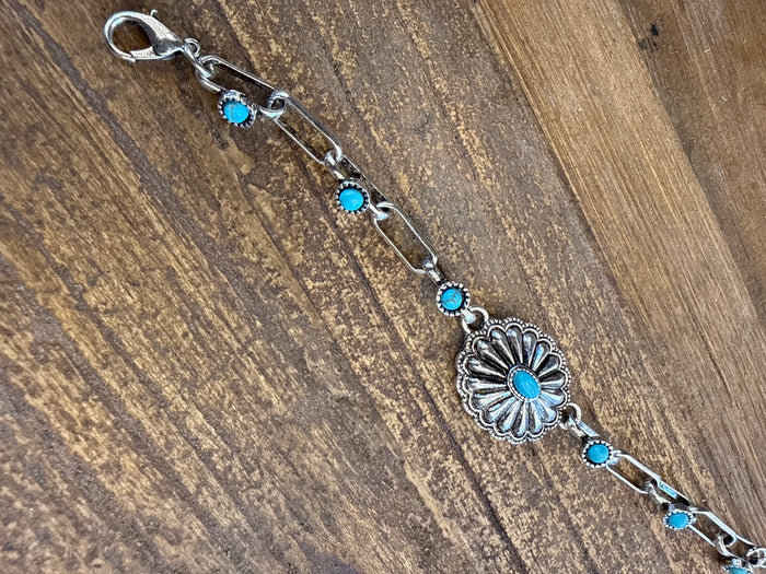 Turquoise Concho Paperclip Bracelet