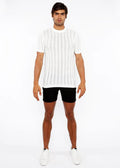 White Textured Knitted Crew Tee St-24304