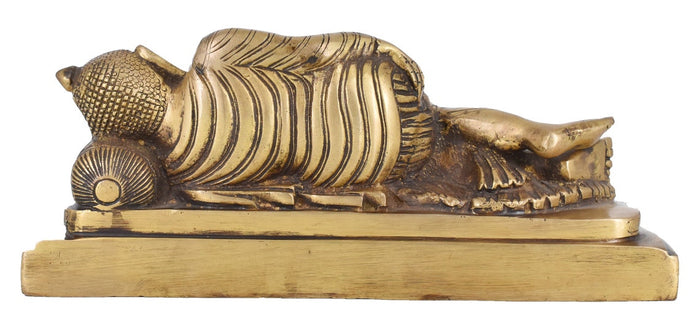 White Whale Big Brass Reclining Buddha Statue in Resting Pose Reclining/Sleeping/Resting Buddha Peace Décor