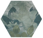 Hexagonal tile with leaf pattern